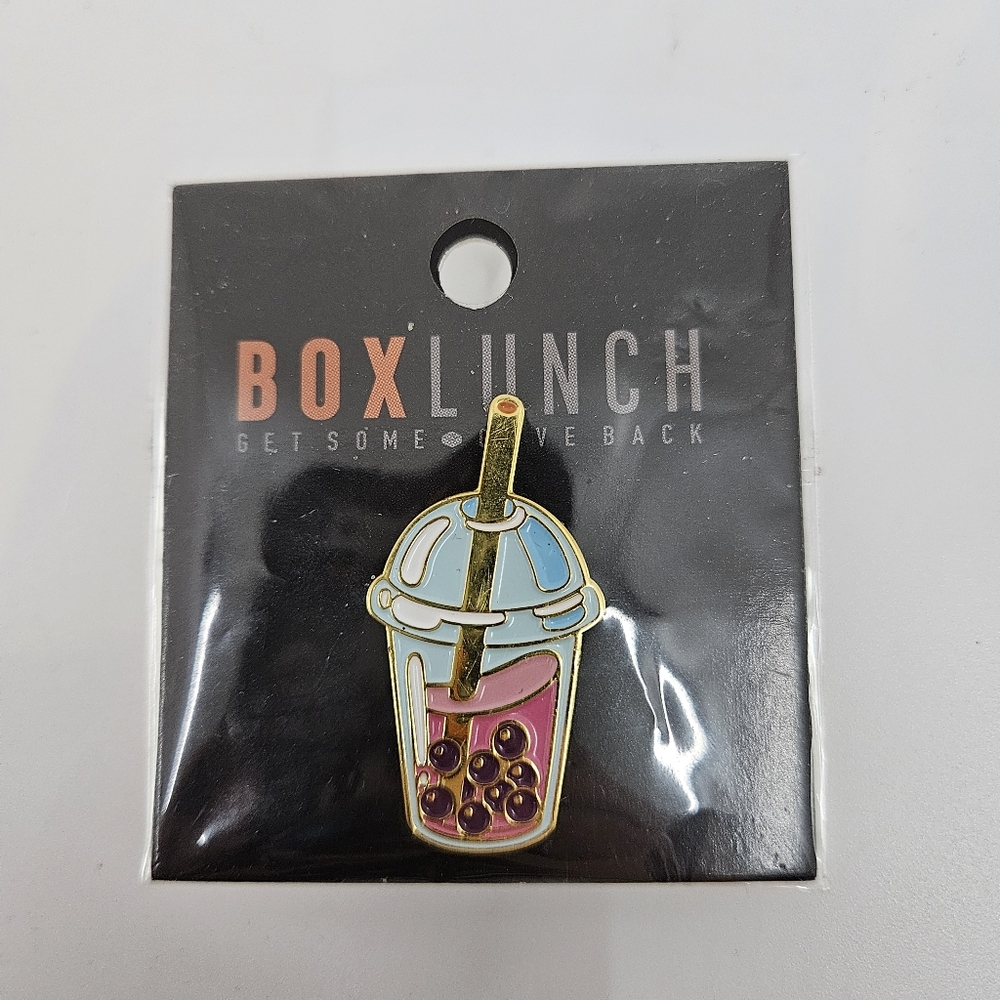 Boxlunch Pink Boba Gold Colored Pin - New